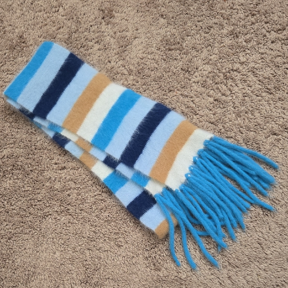 Angora Rabbit Hair Striped Scarf Very Warm New Mother's Day Add On Gift